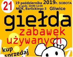 Plakat zachęcajacy do wzięcia udziału w giełdzie zabawek