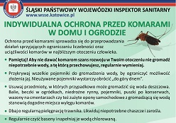 Plakat informujący o zachowaniu ostrożności w kontakcie z komarami.