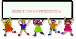 postacie rysunkowe podtrzymują baner z napisem rekrutacja do przedszkola