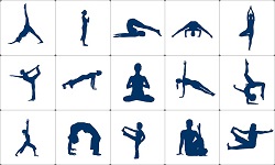 postaci w różnych pozach Yogi