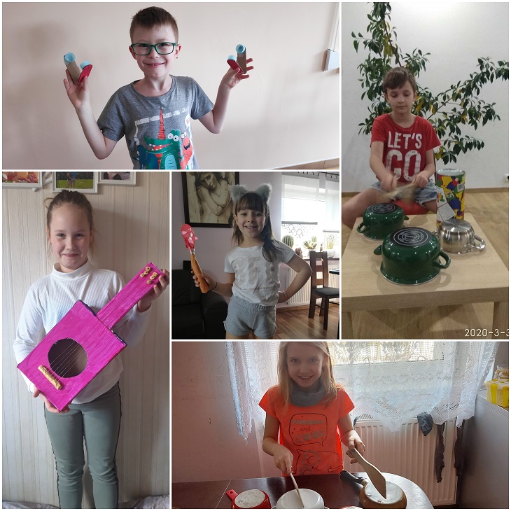 kolaż dzieci muzykują