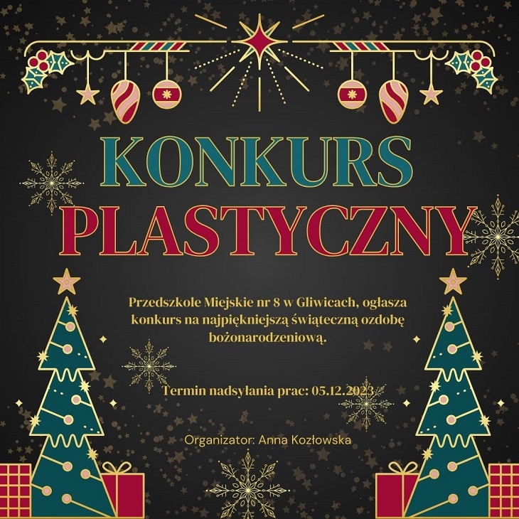 Świąteczny plakat informujący o konkursie.