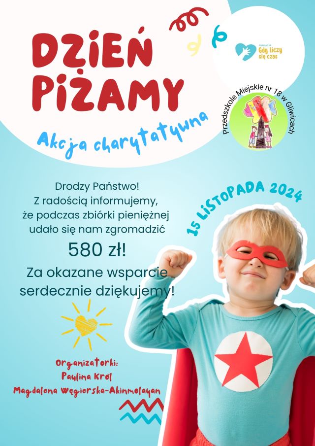 plakat z akcji piżama przedstawiający podstawowe cele charytatywne  i założenia zbiórki