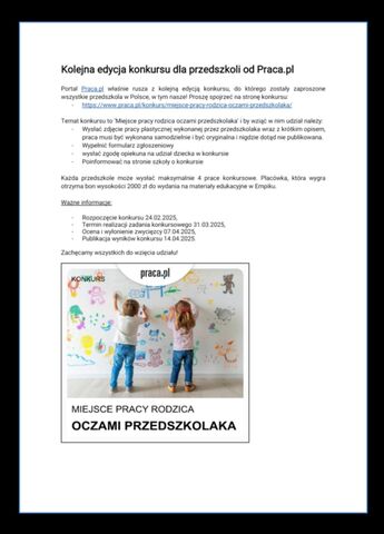 informacje o konkursie z portalu pracuj.pl